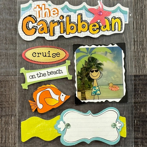 💞 New Caribbean Travel Dimensional Scrapbook Stickers - Picture 1 of 2